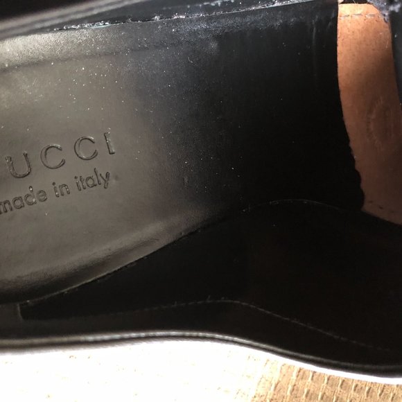 Gucci Men\'s Black Leather Cork  Dress Oxfords.